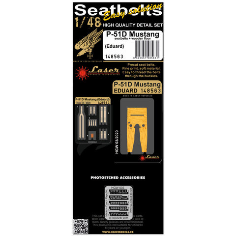 HGW 148563 1/48 P-51D マスタング シートベルト seatbelts + wooden floor | エデュアルド用