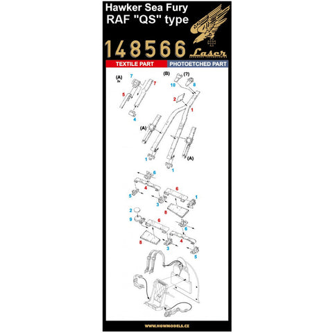 HGW 148566 1/48 ホーカー シーフューリー - QS type シートベルト pre-cut (laser) | RAF "QS" Type
