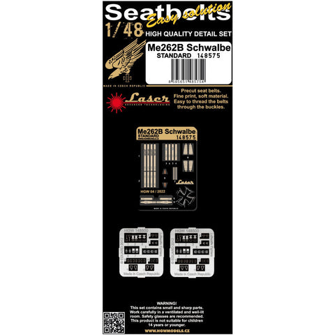HGW 148575 1/48 Me262B シュワルベ (スタンダード) シートベルト pre-cut (laser)