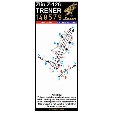 HGW 148579 1/48 ズリン Z-126 トレネール シートベルト pre-cut (laser)