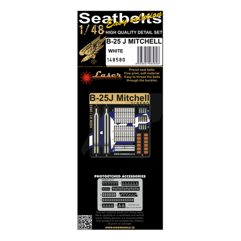 HGW 148580 1/48 B-25J ミッチェル (ホワイト) シートベルト pre-cut (laser)