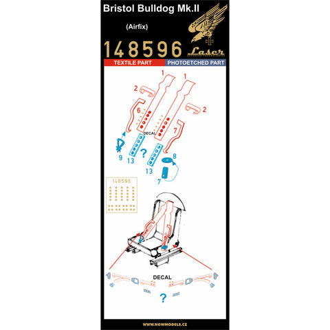 HGW 148596 1/48 ブリストル ブルドッグ Mk.II シートベルト pre-cut (laser) | エアフィックス用