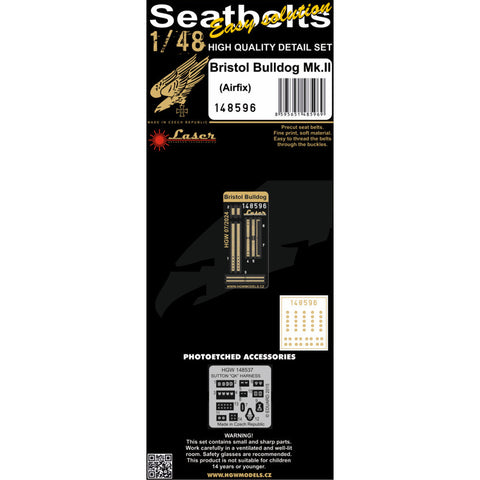 HGW 148596 1/48 ブリストル ブルドッグ Mk.II シートベルト pre-cut (laser) | エアフィックス用