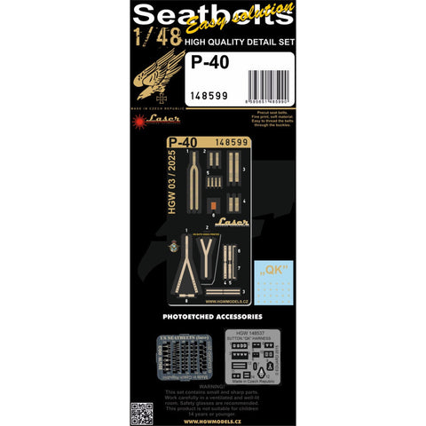HGW 148599 1/48 P-40 シートベルト pre-cut (laser)