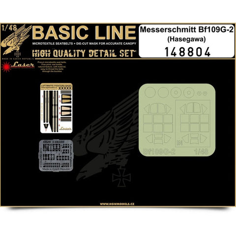 HGW 148804 1/48 メッサーシュミット Bf 109G-2 シートベルト BASIC LINE: seatbelts + masks | ハセガワ用