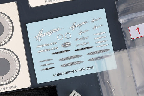 ホビーデザイン HD02-0352 1/24 パガーニ・ウアイラ ディティールアップセット (アオシマ用) (エッチングパーツ+レジン+メタルパーツ+メタルロゴ)