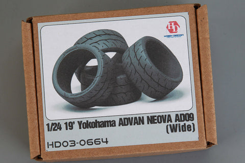 ホビーデザイン HD03-0664 1/24 19' ヨコハマ アドバンネオバ AD09 タイヤ(ワイド)