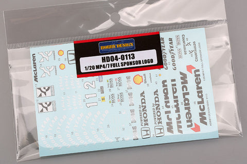 ホビーデザイン HD04-0113 1/20 MP4/7 フルスポンサー ロゴ デカール