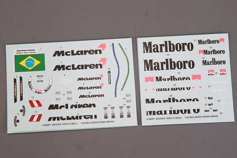 ホビーデザイン HD04-0186 1/20 マクラーレンホンダ MP4/6 デカール