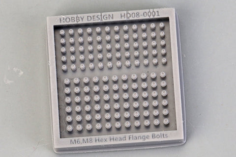ホビーデザイン HD08-0001 1/12 M6,M8 六角ヘッド フランジボルト(3Dプリント)(A)