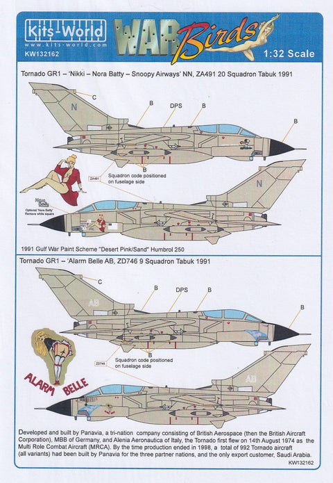 キッツワールド KW132162 砂漠の嵐 トーネード GR1B デカールセット