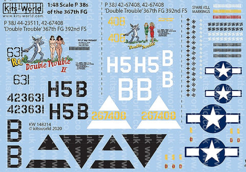 キッツワールド 1/48 KW148214 ロッキード P-38J ライトニング デカールシート