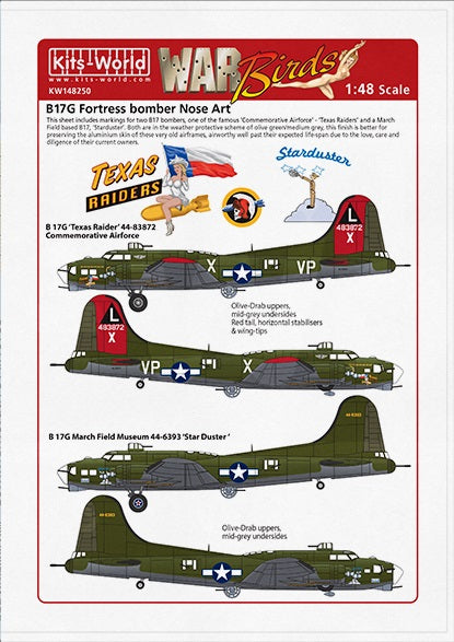 キッツワールド KW148250 1/48 B-17G ‘Texas Raider’ 44-83872 コメモラティブ・エアフォース 2020 Livery・・・