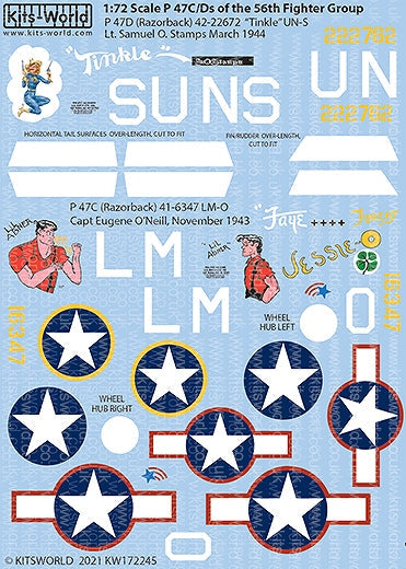 キッツワールド 1/72 KW172245 サンダーボルトP 47C/D レイザーバック デカールシート