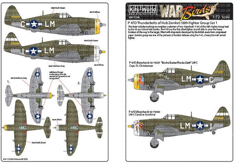 キッツワールド 1/72 KW172246 サンダーボルトP 47C/D レイザーバック デカールシート