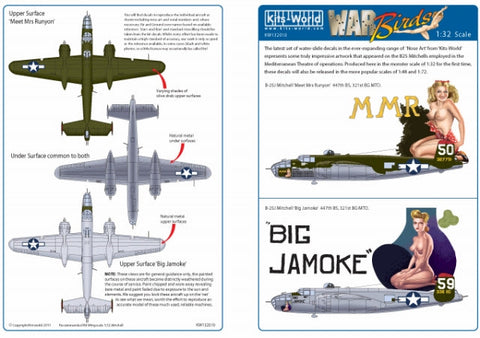 キッツワールド KW132010 1/32 B25J ミッチェル -Corsica 337th BG 447 BS 'Meet Mrs Runyon' 43-27751 (Tail 50) - 'Big Jamoke' 43-36110 (Tail 59)