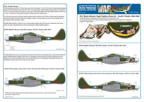 キッツワールド KW132018 1/32 P-61 ブラック ウィドウ 第6夜間戦闘飛行隊 'Nightie Mission' ,サイパン 1944 - 'Moon Happy'