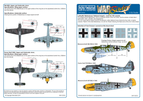 キッツワールド KW132024 1/32 WWII ドイツ空軍 Bf109 バルケンクロイツ
