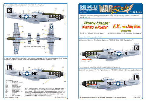 キッツワールド KW132027 1/32 WWII アメリカ空軍 P-51D マスタング 第20戦闘群 第79戦闘飛行隊 `Panty Waste` & `E.K.and Jay Bee / Suzanne