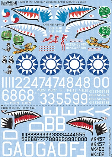 キッツワールド KW132030 1/32 WWII イギリス空軍 P-40B トマホーク 第112飛行隊 / アメリカ合衆国義勇軍