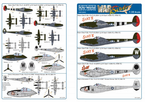 キッツワールド KW132035 1/32 アメリカ陸軍 P-38J 第479戦闘群第434戦闘飛行隊 Scat II Scat III May1944,第36戦闘群第8戦闘飛行隊 `Wicked Woman