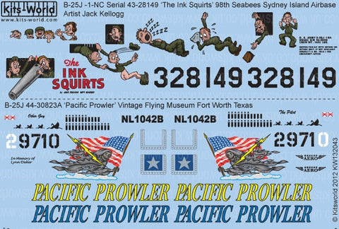キッツワールド KW132043 1/32 アメリカ海兵隊 B-25J ミッチェル `The Ink Squirts`1945 ,アメリカ陸軍 B-25J ミッチェル `Pacific Prowler`