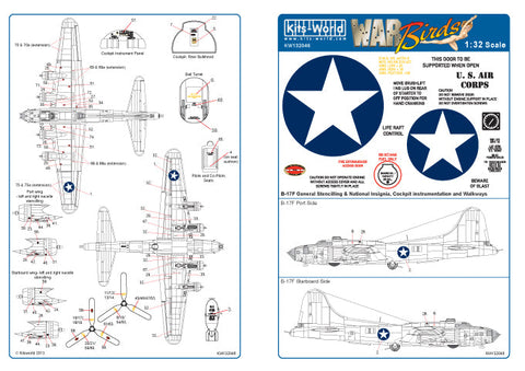 キッツワールド KW132046 1/32 アメリカ陸軍航空軍 B-17F フライングフォートレス コーションデカール