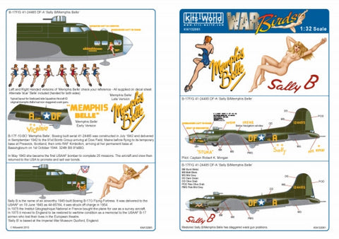 キッツワールド KW132061 1/32 アメリカ陸軍航空軍 B-17F/G フライングフォートレス `SallyB/Memphis Belle`