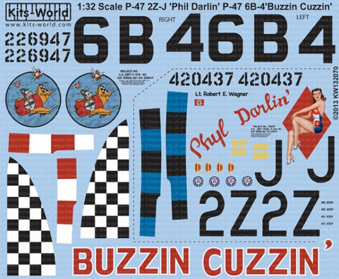 キッツワールド KW132070 1/32 アメリカ陸軍航空軍 P-47D サンダーボルト `Phil Darlin`,`Buzzin Cuzzin`