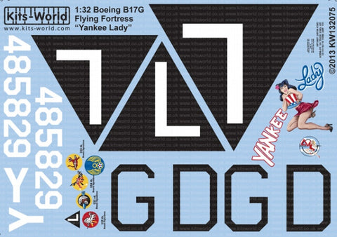 キッツワールド KW132075 1/32 アメリカ陸軍航空軍 B-17G フライングフォートレス `Yankee Lady`,`L`