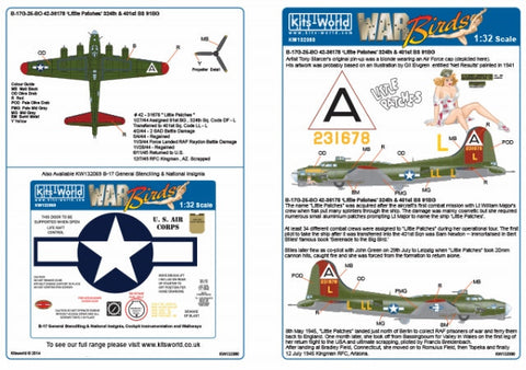キッツワールド KW132080 1/32 アメリカ陸軍航空軍 B-17G フライングフォートレス 第91爆撃飛行群 第401爆撃飛行隊 `Little Patches`
