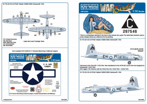 キッツワールド KW132083 1/32 アメリカ陸軍航空軍 B-17G フライングフォートレス 第303爆撃飛行群 第360爆撃飛行隊 `Idaliza