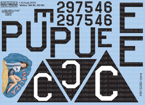 キッツワールド KW132083 1/32 アメリカ陸軍航空軍 B-17G フライングフォートレス 第303爆撃飛行群 第360爆撃飛行隊 `Idaliza