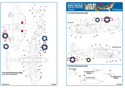 キッツワールド KW132098 1/32 アメリカ陸軍 P-47D サンダーボルト 基本ステンシルセット