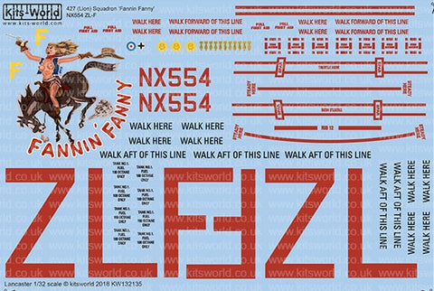 キッツワールド KW132135 1/32 WWII イギリス空軍 アブロ ランカスター B.I `Fannin Fanny` ノーズアート機デカール