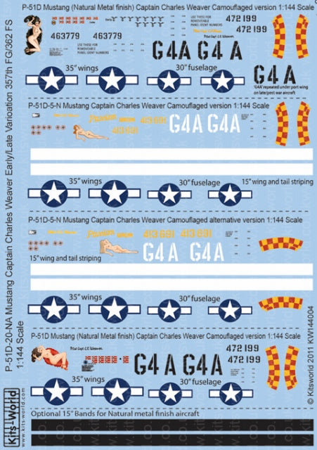 キッツワールド KW144004 1/144 P-51D マスタング チャールズ・E・ウィーバー大尉搭乗機 初期~後期