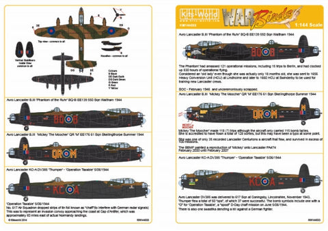 キッツワールド KW144033 1/144 アブロ ランカスター B.III Phantom of the Ruhr` `Mickey The Moocher` B.I KC-A `Thumper