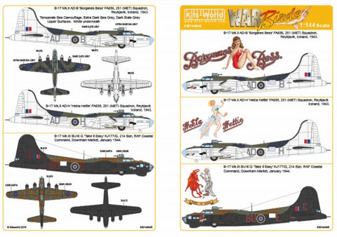 キッツワールド KW144045 1/144 イギリス空軍 B-17Mk.III 214-251飛行隊 デカールセット