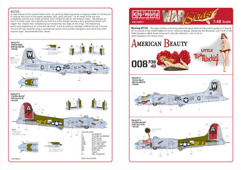 キッツワールド KW148001 1/48 B17 フライングフォートレス - 'American Beauty' - 'Miss Mischief'