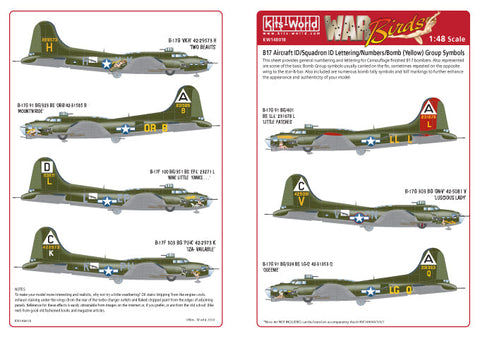 キッツワールド KW148018 1/48 B17 Bomb Tallies & Kill Symbols General Markings - Aircraft ID Numbers & Lett・・・
