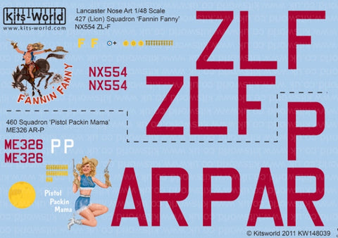 キッツワールド KW148039 1/48 WWII イギリス空軍 アブロランカスター B Mk.I 第427飛行隊 Fannin Fanny NX554 ZL-F,第460飛行隊 Pistol Pac・・・