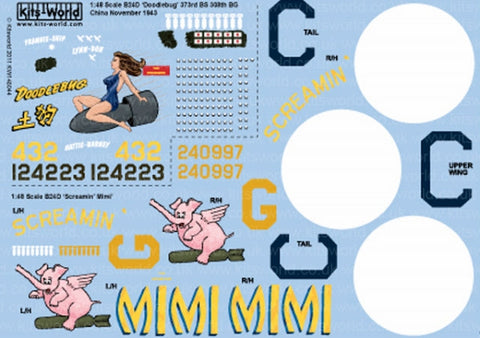 キッツワールド KW148044 1/48 アメリカ陸軍航空隊 B-24D リベレーター 第373爆撃飛行隊 Doodlebug 41-24223 , 第565爆撃飛行隊 Screamin Mimi 42