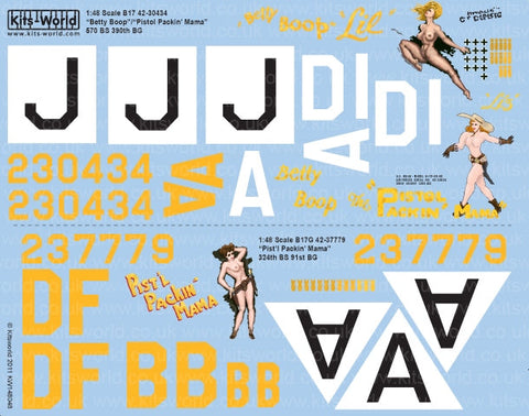 キッツワールド KW148048 1/48 アメリカ陸軍 B-17G 第390爆撃航空群 第570飛行隊/B17G 42-30434 `Betty Boop`/ `Pistol Packin Mama`(