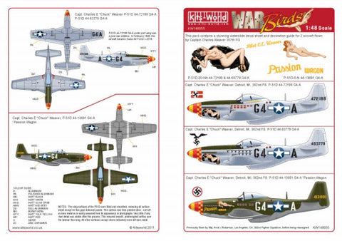 キッツワールド KW148055 1/48 WWII アメリカ陸軍航空軍 P-51D マスタング 第357戦闘群 第362飛行隊 チャールズ・E・ウィーバー大尉搭乗機 `Passion Wagon`