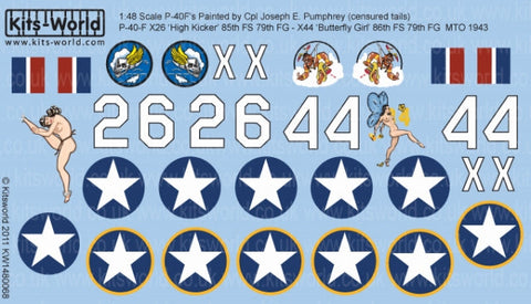 キッツワールド KW148068 1/48 アメリカ陸軍 カーチスP-40 ウォーホーク 第79戦闘群 第85戦闘飛行隊 `High Kicker`, 第79戦闘群 第86戦闘飛行隊 `Butterfly・・・