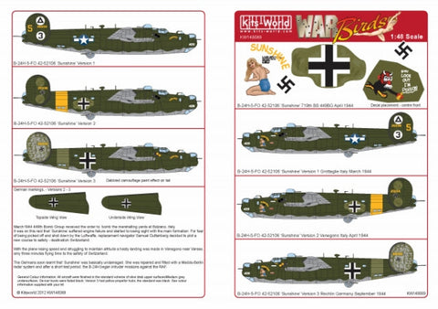 キッツワールド KW148069 1/48 WWII アメリカ陸軍航空軍 B-24 リベレーター 第449爆撃飛行群 第719爆撃飛行隊 `Sunshine`