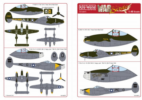 キッツワールド KW148073 1/48 アメリカ陸軍 P-38 ライトニング 第20戦闘群 第79戦闘飛行隊 `Happy Jack`, P-38E/F `Texas Terror/Mad Dash`