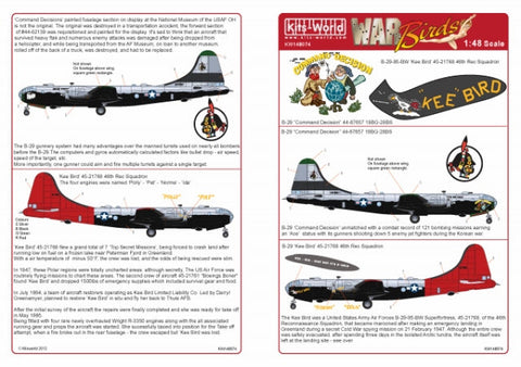 キッツワールド KW148074 1/48 アメリカ陸軍B-29 スーパーフォートレス 第19爆撃飛行群第28爆撃飛行隊`Command Decision`,第46偵察飛行隊`Kee Bird`