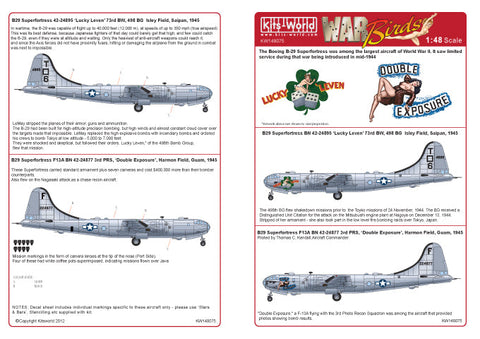 キッツワールド KW148075 1/48 アメリカ陸軍 B-29 スーパーフォートレス用デカール 第498爆撃飛行群 第73爆撃航空団