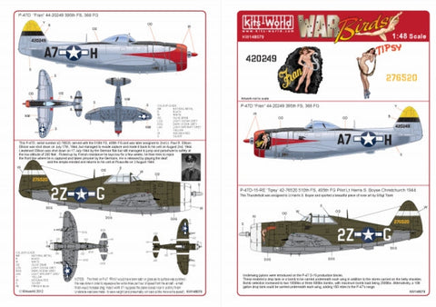 キッツワールド KW148079 1/48 アメリカ陸軍 P-47 サンダーボルト 第368戦闘群 第395戦闘飛行隊 `Fran`, 第405戦闘群 第510戦闘飛行隊 `Tipsy`